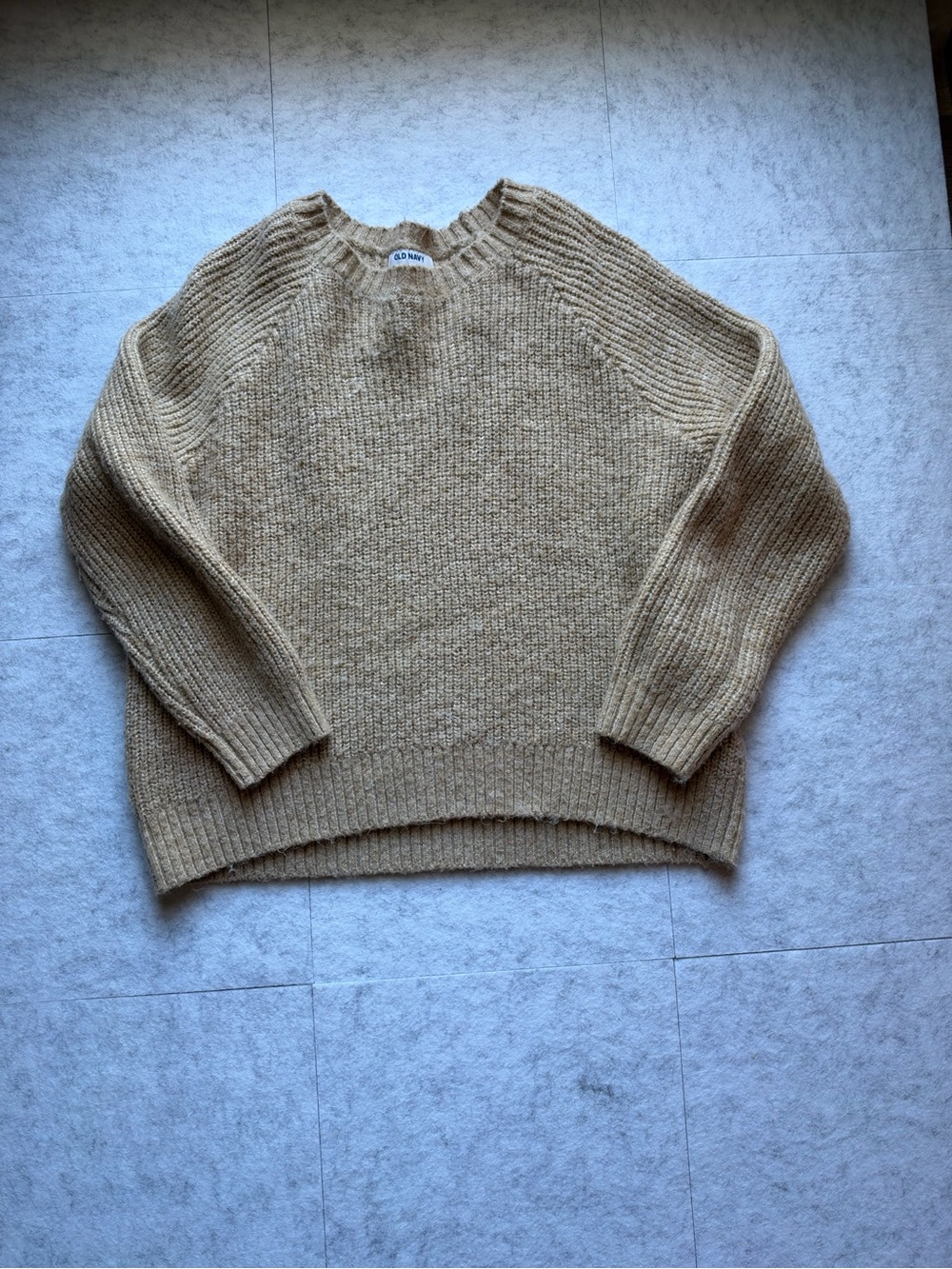 Old Navy Beige-Tan Ribbed Crewneck Sweater